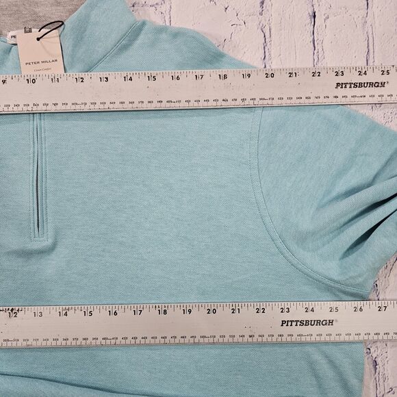 Peter Millar SZ XXL Crown Comfort 1/4 Zip Sweater Teal Golf Performance MS23K49 - Picture 5 of 12